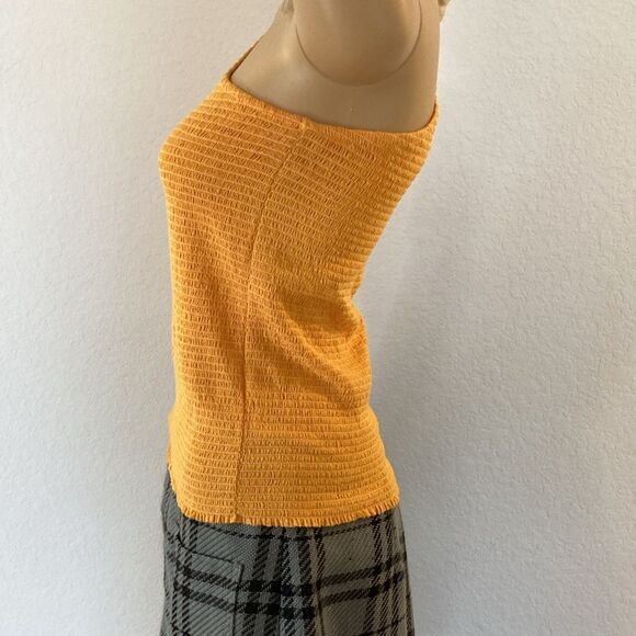 Nation LTD Medium Kirstie Smocked One Shoulder Puff Sleeve Top Mango - Picture 9 of 14